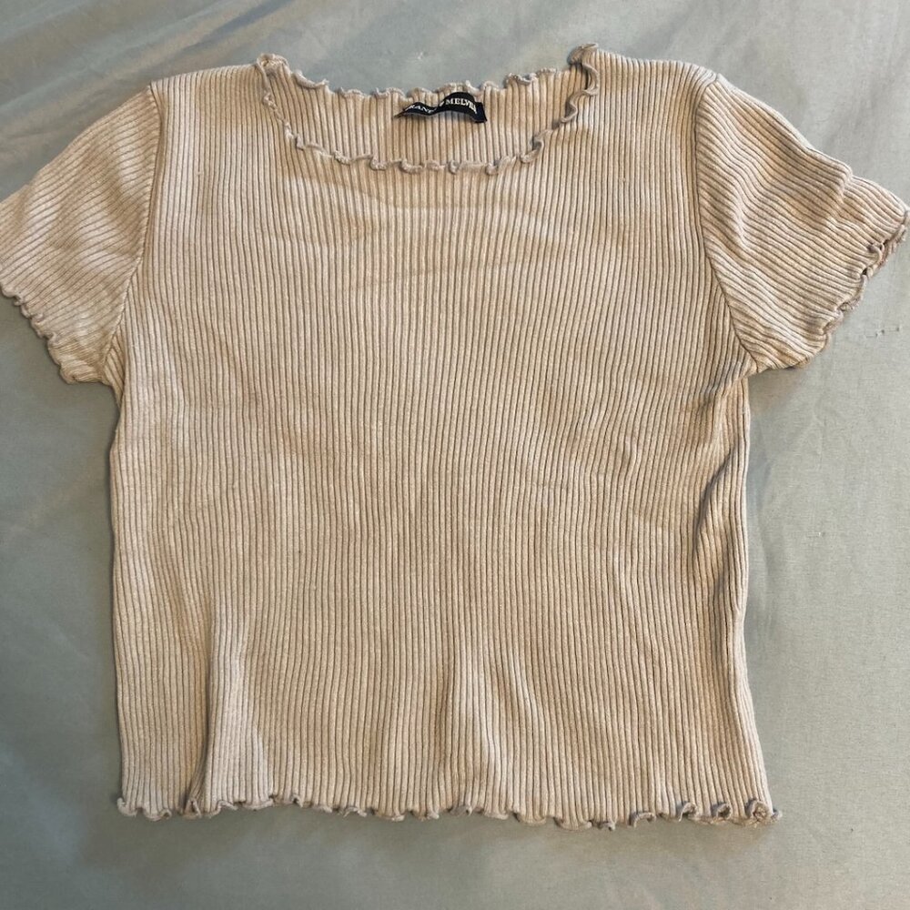 Brandy Melville light blue cropped ruffle tee